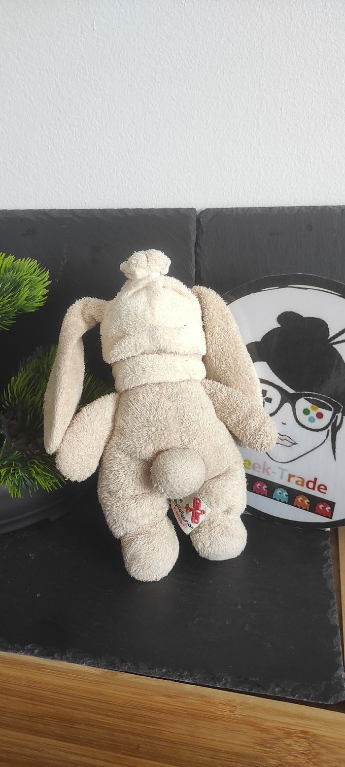 peluche lapin nicotoy beige marron écharpe bonnet ancien vintage Pompon - photo numéro 2