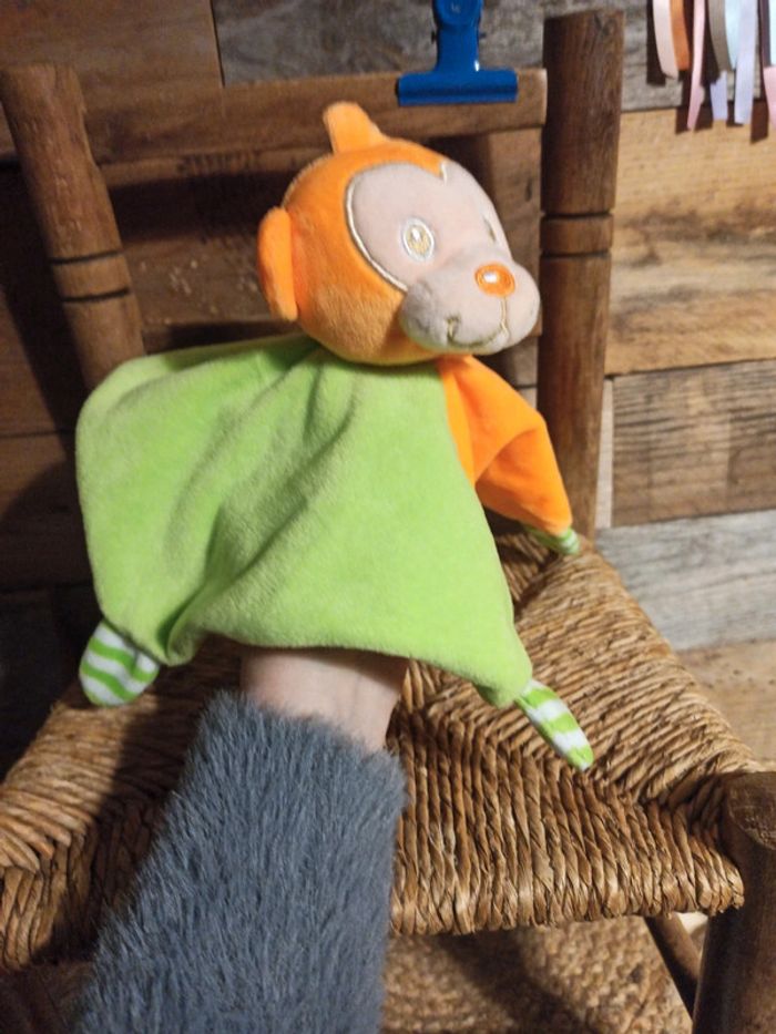 Doudou singe Nanjing Ruifuitong vert orange tbe - photo numéro 6