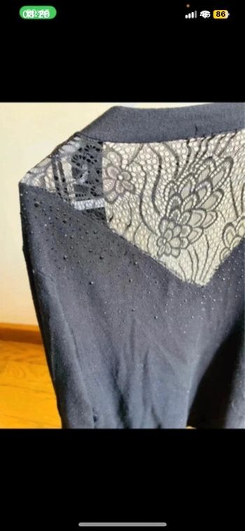 Sublime pull manche longue gilet noir breal avec dentelle
