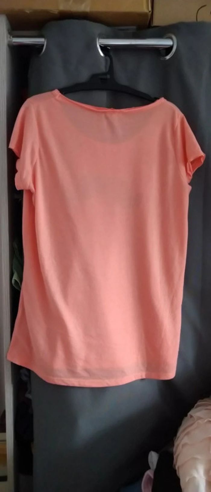 Tee shirt motif moustache corail femme L mim - photo numéro 3