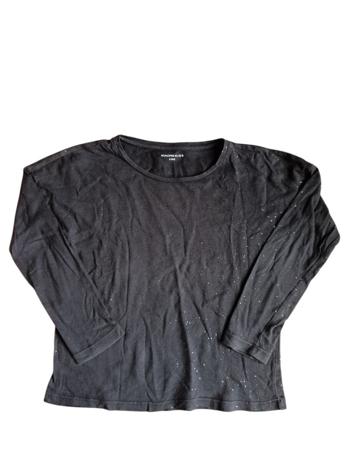 T-shirt noir pailleté argent A1445