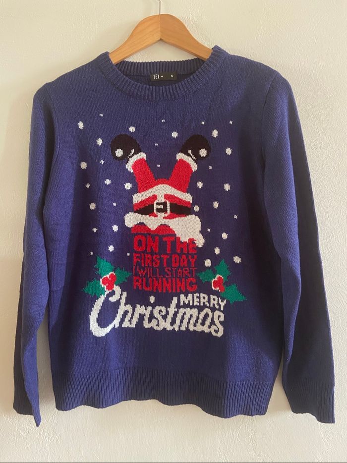 Pull de Noël bleu