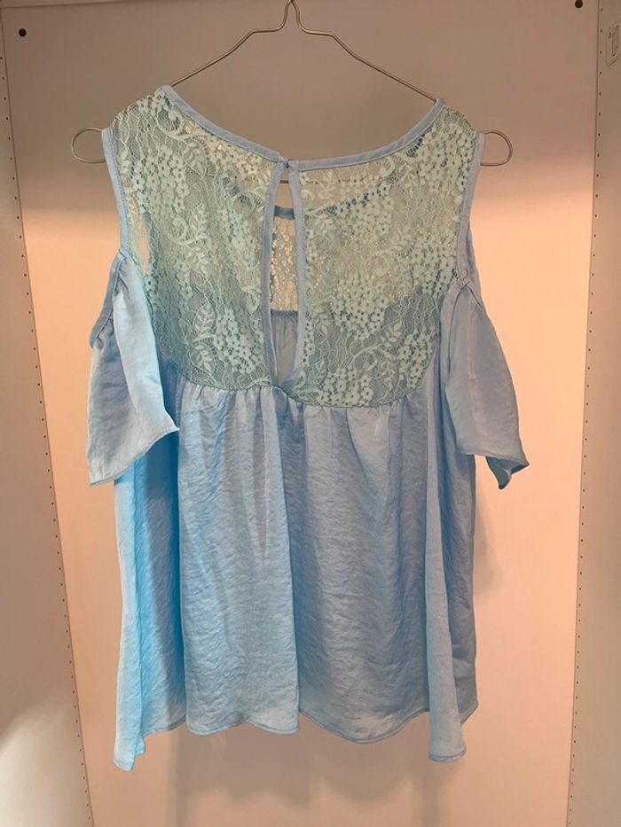 Teeshirt bleu clair avec dentelle Taille S - photo numéro 2