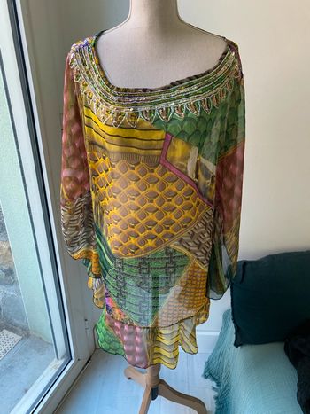 Robe tunique de plage multicolore
