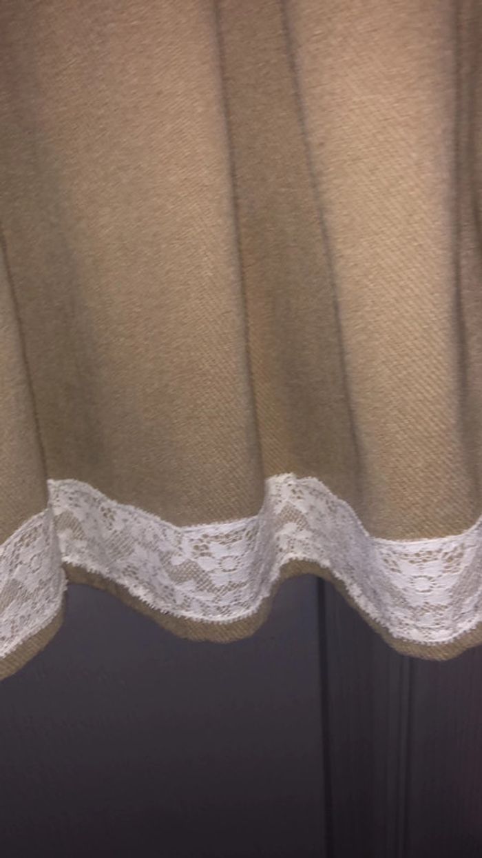 Jupe en toile épaisse beige / dentelle ecru - photo numéro 3