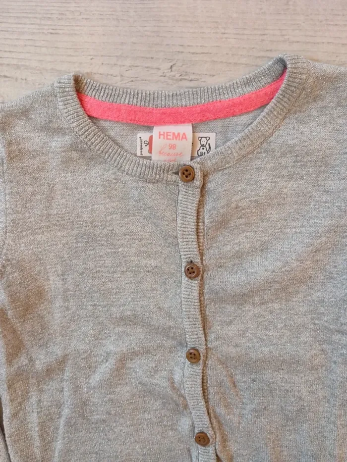 Gilet gris à paillettes Hema 98cm - photo numéro 5