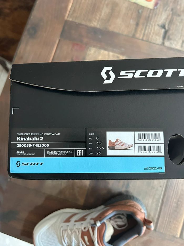 Chaussures basket de running trail - scott kinabalu 2 - blanche et beige - taille 36.5 - photo numéro 4