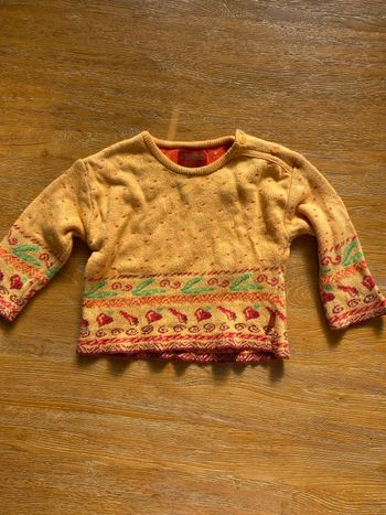 Pull en mailles Kenzo Jungle orange avec motifs rouges taille 1 an