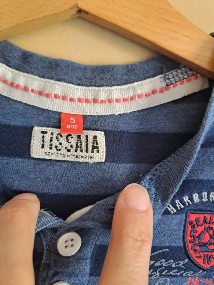 T-shirt garçon 5 ans bleu rayé tbe tissaia - photo numéro 3
