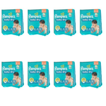Lot de 192 Couches Pampers Baby dry  6-10kg Taille 3  Neuf