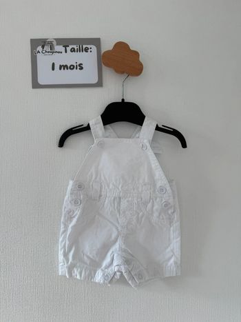 Salopette blanche - taille 1 mois 🌼