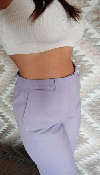 Pantalon ajusté Uniqlo lila mauve XL classe et décontracté