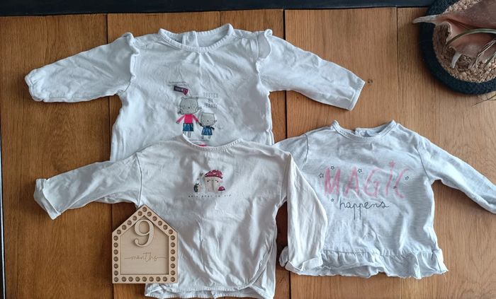 Lot 3 tee shirt manches longues 9 mois