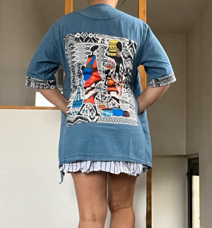 Veste sur chemise en jean imprimé