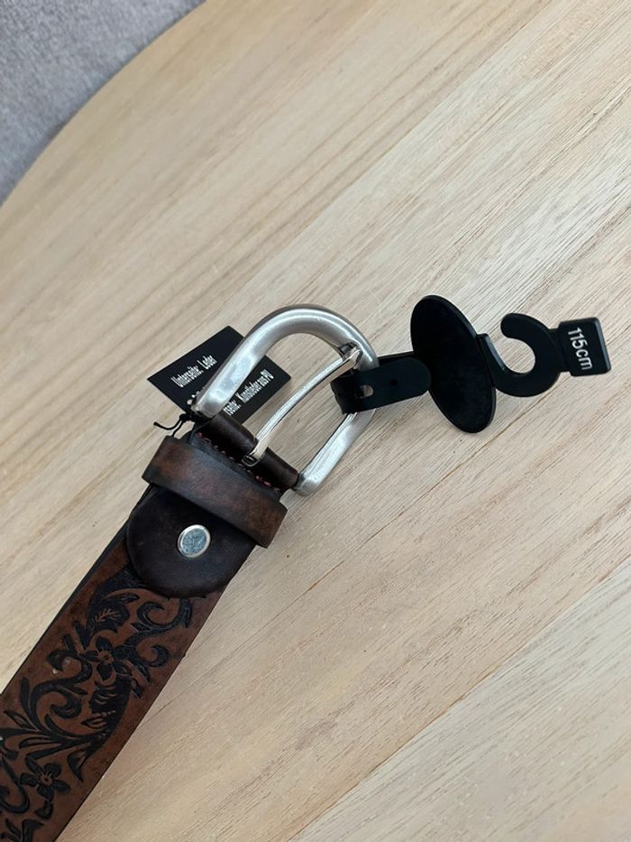 Ceinture en cuir brun taille 115 cm - photo numéro 3