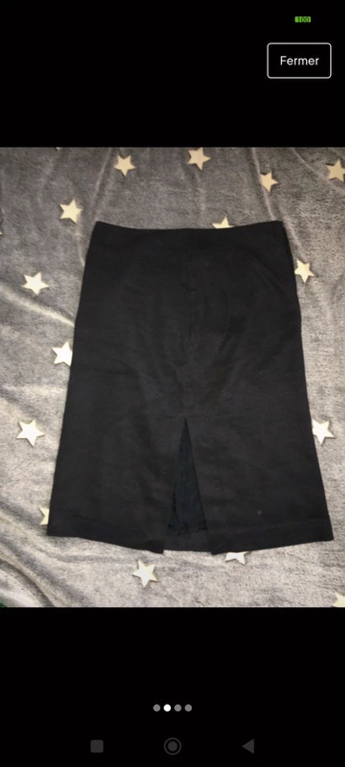 Jupe crayon fendue velours noir h&m t36 - photo numéro 2