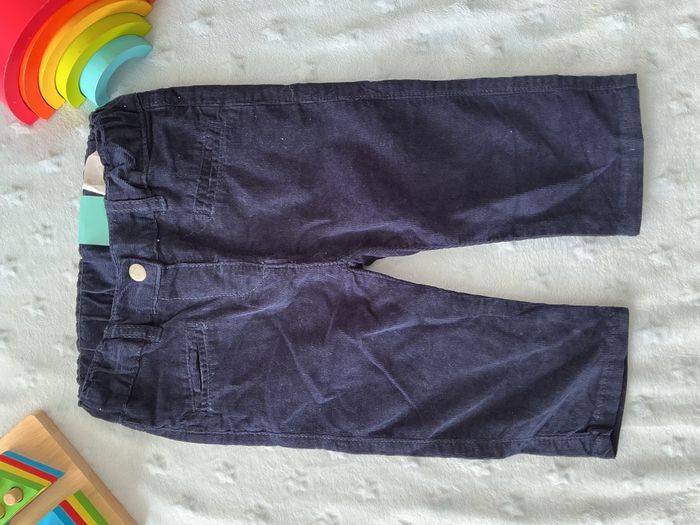 pantalon en velours marine u tout petits 12 mois taille réglable - photo numéro 4