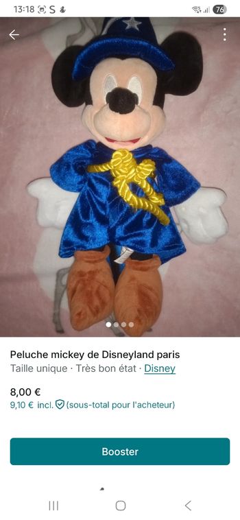 Peluche Mickey de disneyland paris