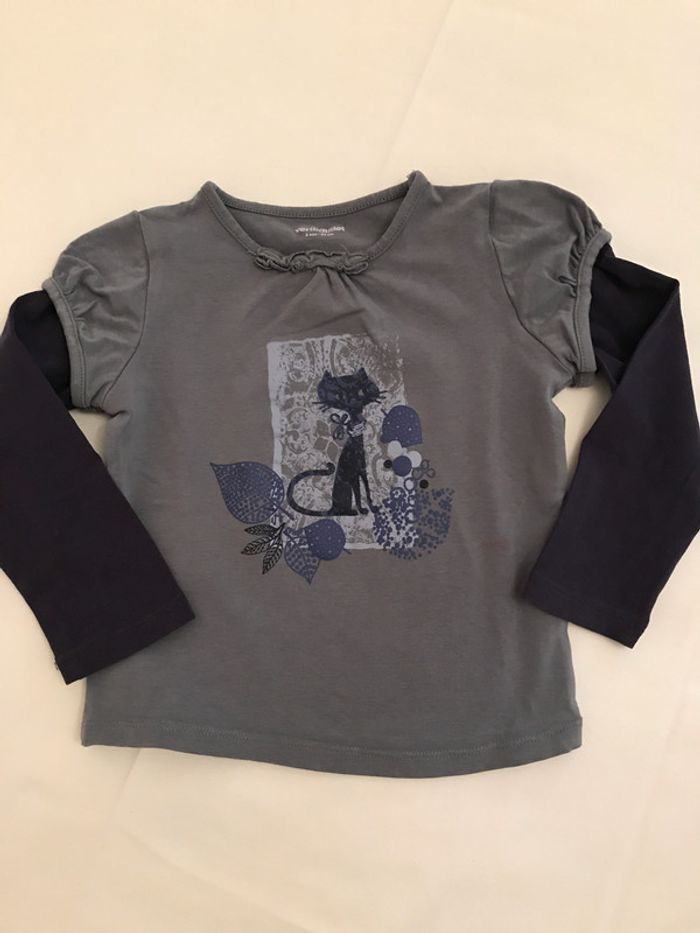 Tee-shirt à manches longues gris et violet