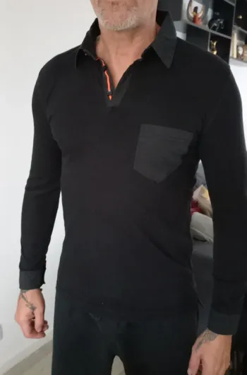 Polo noir homme S