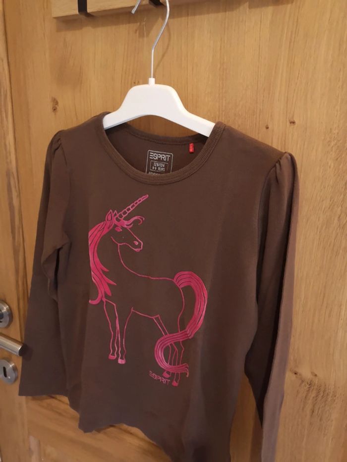 T-shirt Esprit en brun à imprimé licorne rose 9 ans - photo numéro 2