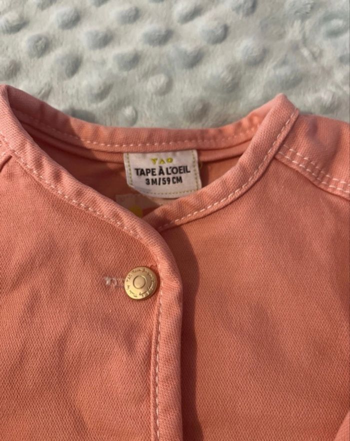 Veste en jean rose bebe 3 mois tape à l’œil - photo numéro 3