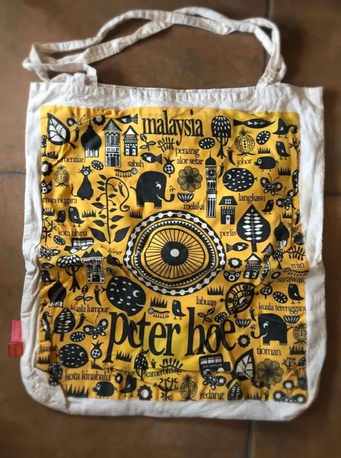 Sac cabas  fantaisie  en tissu  Terima Kasih Malaysia en  parfait  état