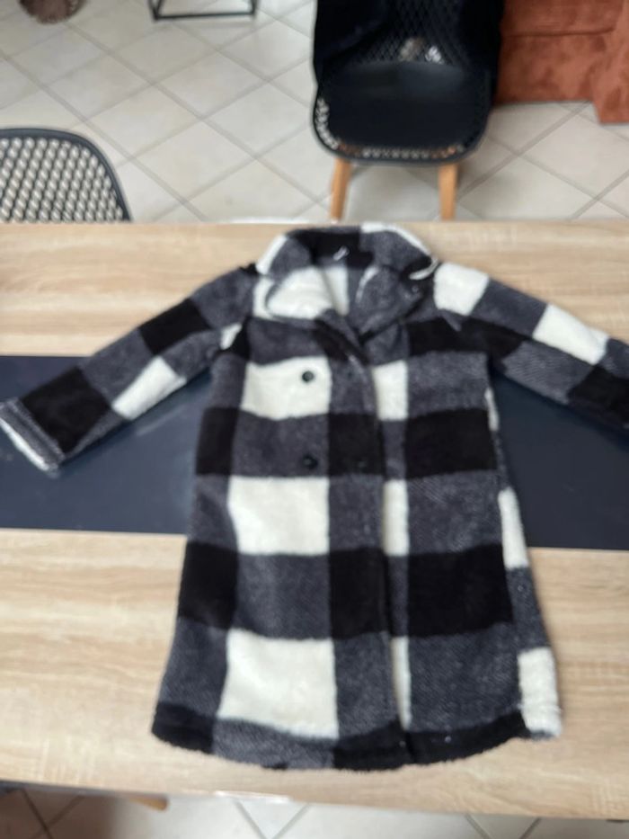 Veste longue trench douce à carreau 7ans - photo numéro 3