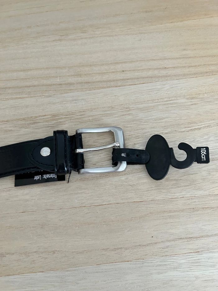 Ceinture en cuir noir taille 105 cm - photo numéro 3