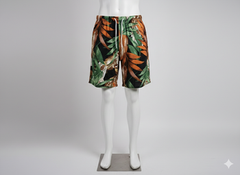 bermuda fluide imprimé coloré Taille unique élastiquée et cordon