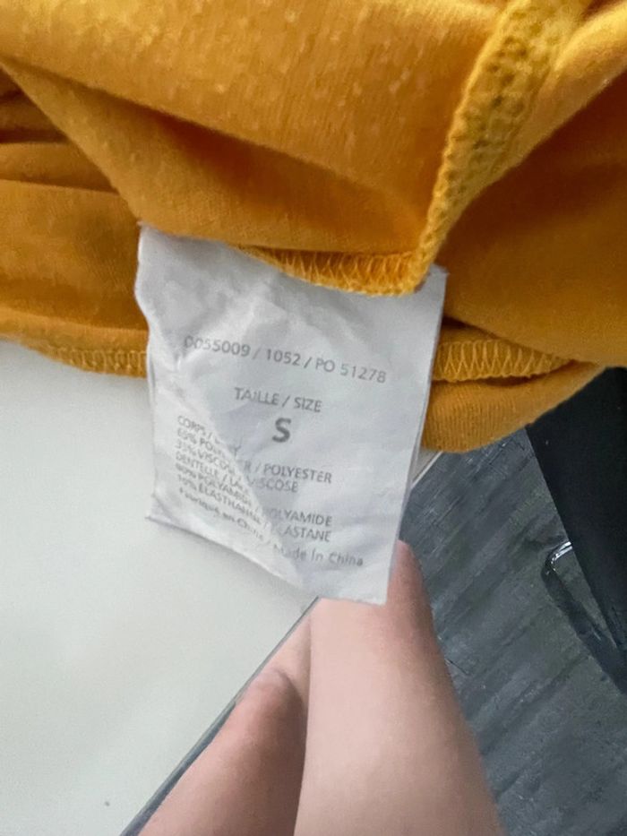 Tee-shirts manche 3/4 couleur jaune moutarde taille s marque la halle - photo numéro 4