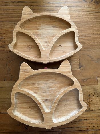 - 2 assiettes bamboo bamboo rose et orange - usé