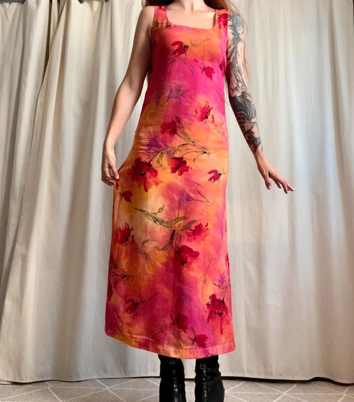 Sublime robe longue fleurie Summer Cottagecore vintage made in France 90s - Taille M - photo numéro 2