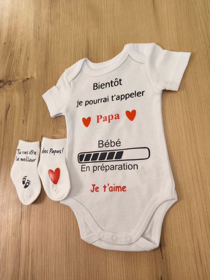 🌟 Ensemble annonce grossesse – Body + Chaussettes – Message Papa 🌟 - photo numéro 3