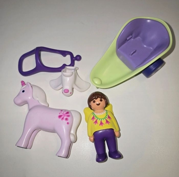 123 playmobil calèche avec fée et licorne 70401 complète - photo numéro 2