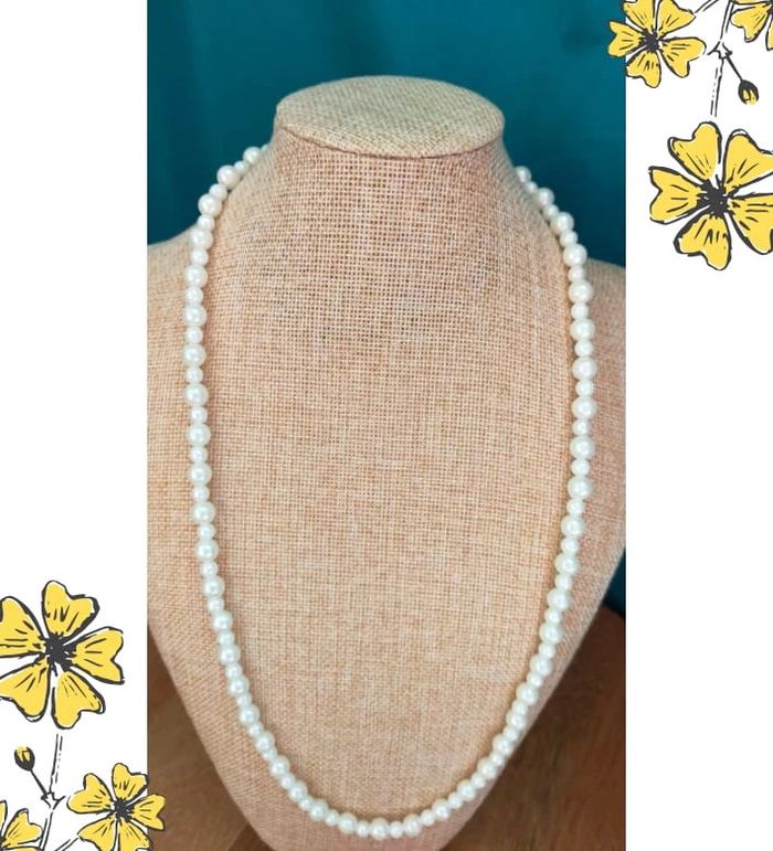 Collier vintage perles blanches effet nacré – Années 80/90