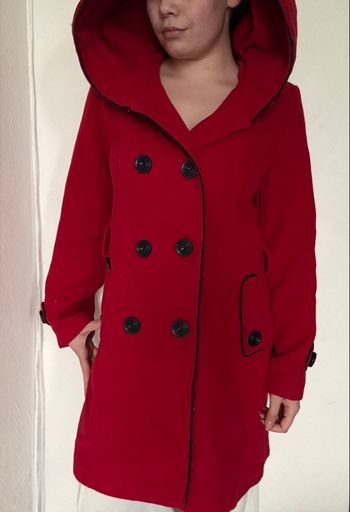 Trench rouge épais capuche taille M - manteau chic mi-saison - bon état 