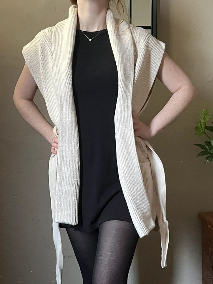 Veste sans manches avec ceinture et poches - crème - photo numéro 5