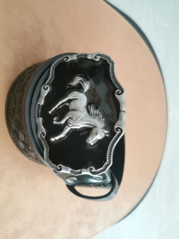 Ceinture de cowboy country cheval noir - photo numéro 2