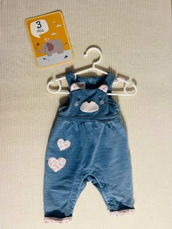 Salopette Ourson taille 1 mois à 3 mois bleu