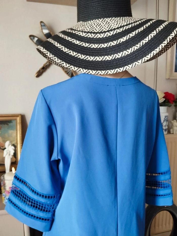 🌿Robe Bleue 3/4 Ajourée Création L,Taille 38/40🌿 - photo numéro 10