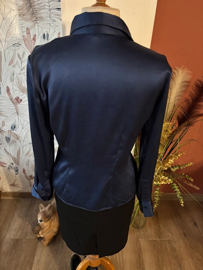 Chemise en soie bleu foncé T42 - photo numéro 8