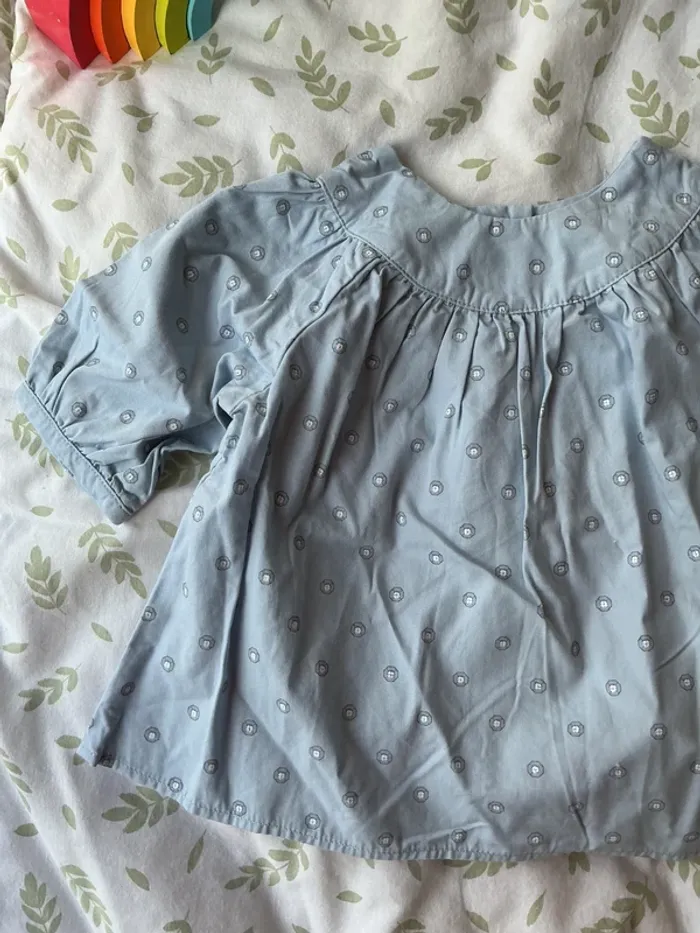 blouse manches 3/4 bleu à motifs 12 mois il était une luciole - photo numéro 5