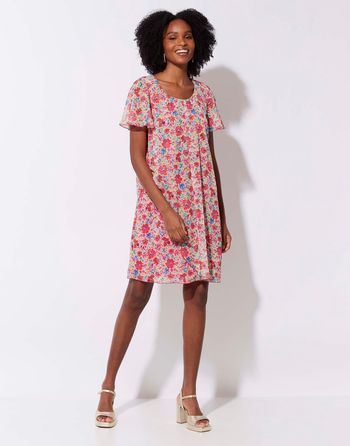 Robe courte imprimé à fleurs Rose - Riu Paris - taille 46