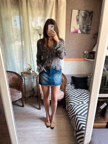 Mini jupe denim jean vintage bohème champêtre country