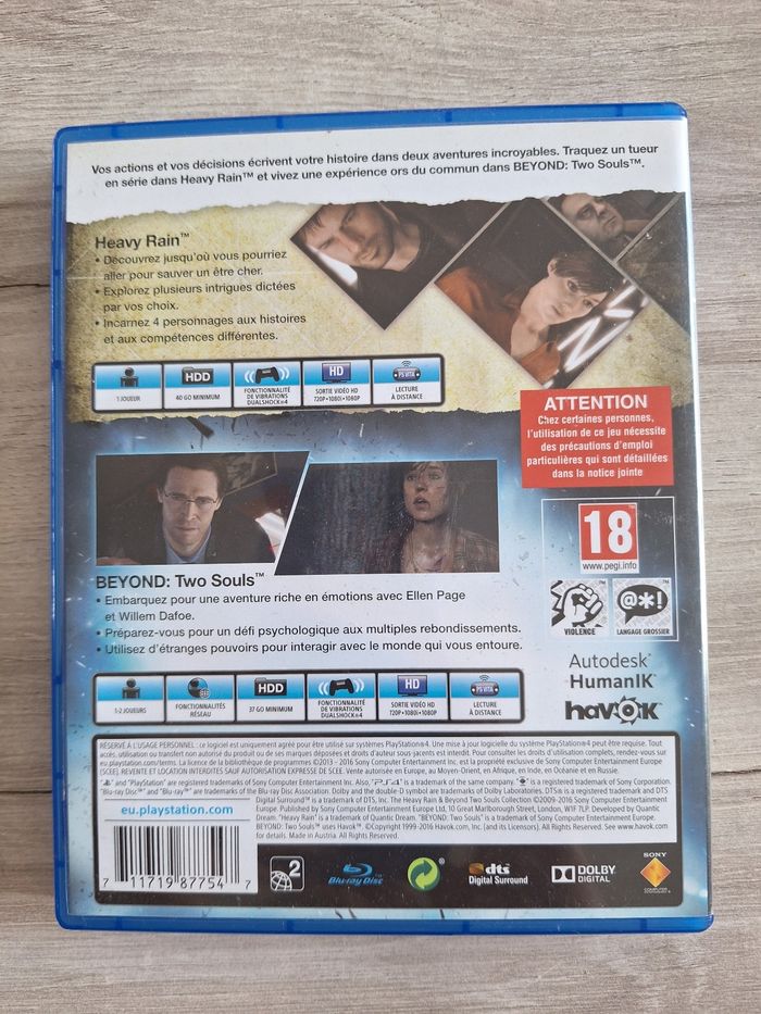 Jeu ps4 heavy rain + beyond two souls - photo numéro 2