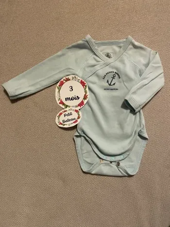 Body cache coeur petit bateau manches longues 3 mois
