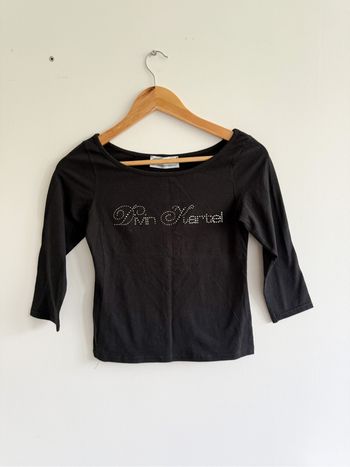 Blouse manches 3/4 noir avec strass argenté divin kartel taille 36 S