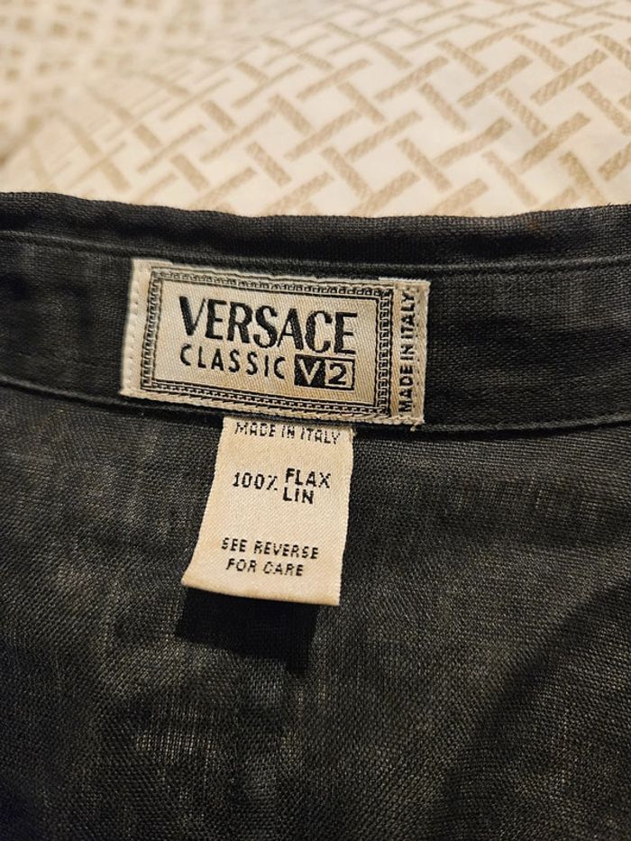 Chemise en lin noire vintage versace classic v2 taille 40 - photo numéro 3