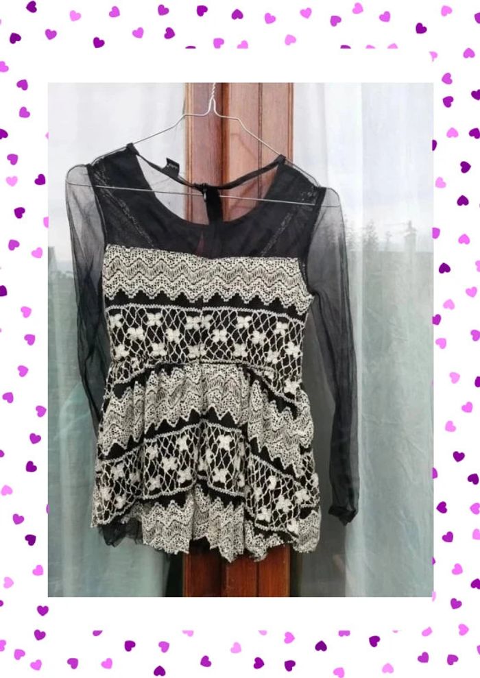 Haut à basques très mignon et original col Claudine 10-12 ans (taille XXS) - photo numéro 2